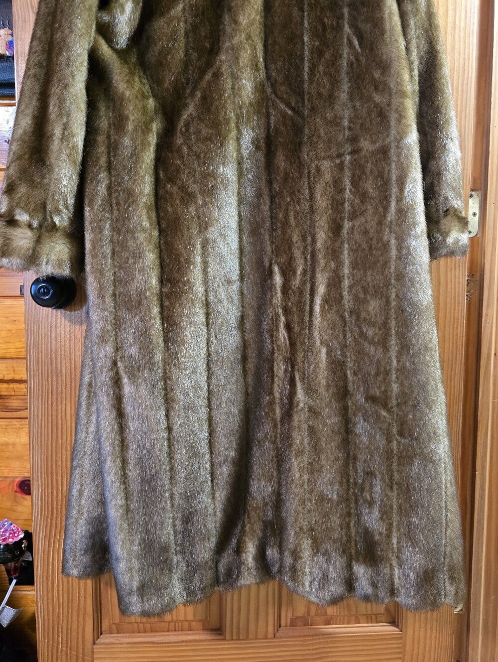 Vintage Pamela McCoy Faux Mink Full Length Coat Large - Picture 15 of 15